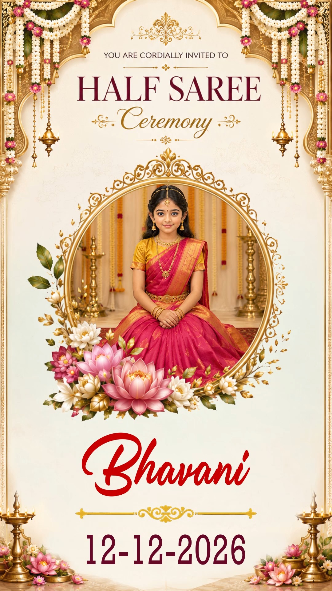 Elegant Floral Half Saree Ceremony