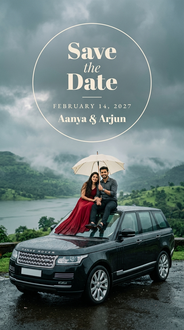 Misty Mountain Monsoon Save the Date Announcement