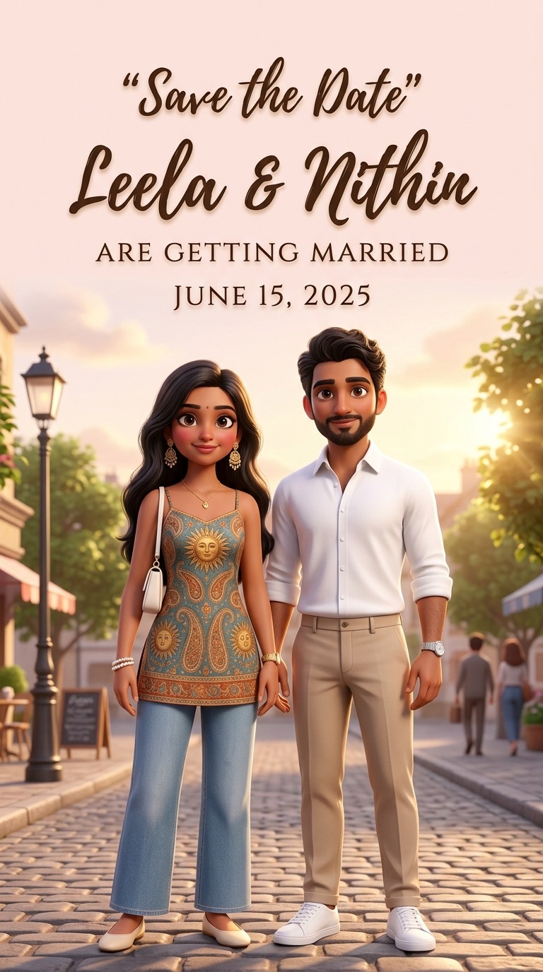 Pixar Style Save The Date Poster