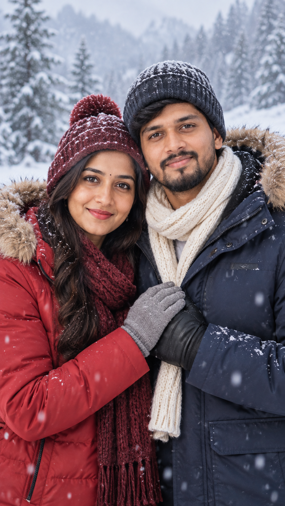 Snowy Winter Couple Portrait