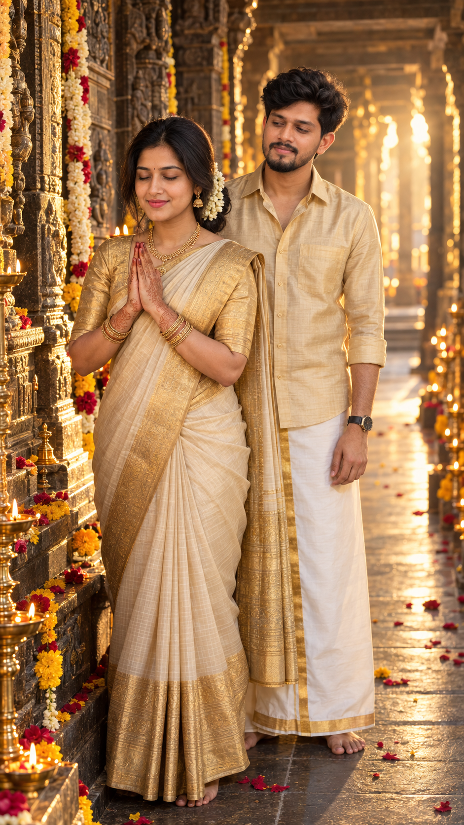 Temple Devotion Couple Portrait