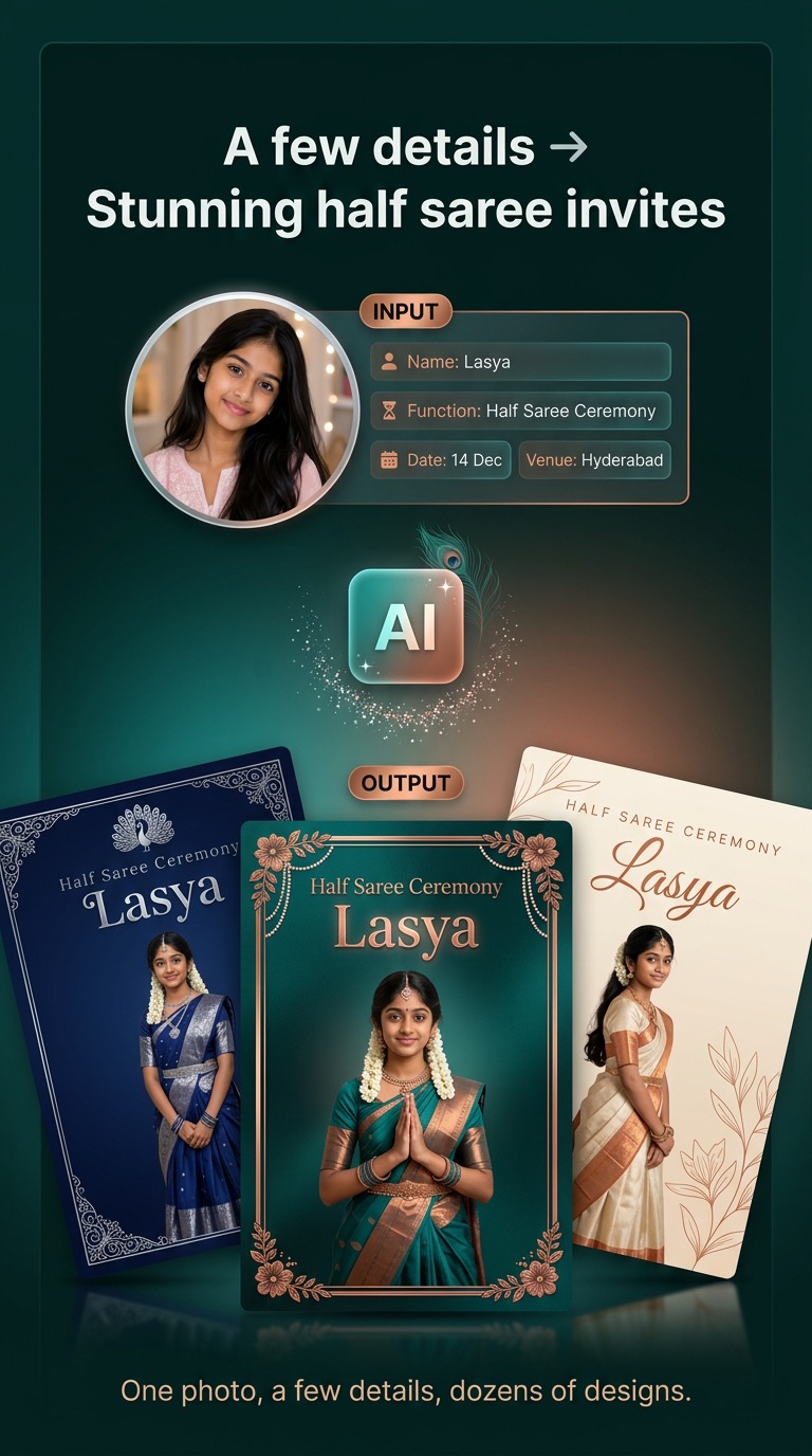 Half Saree Invitation Maker