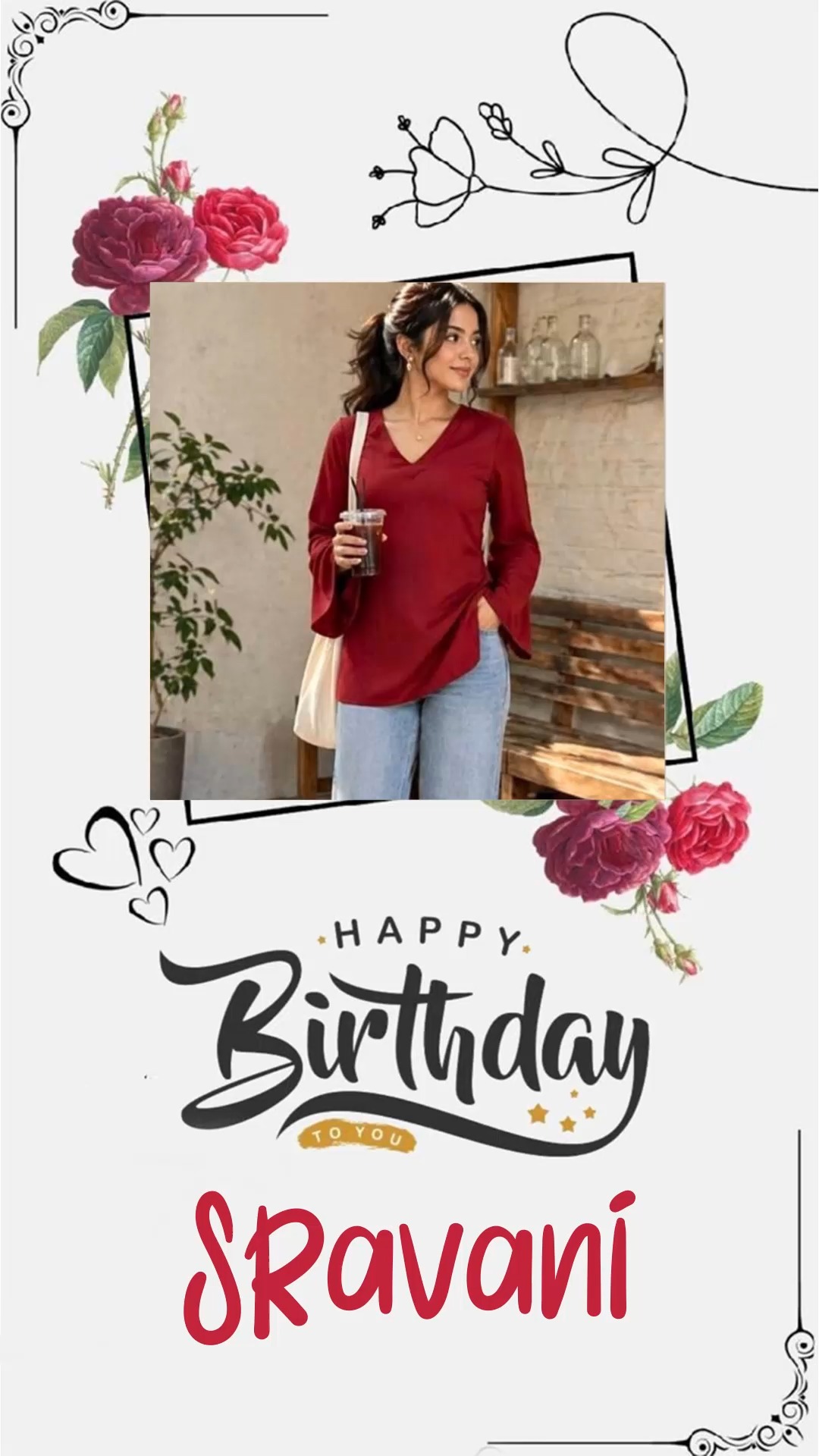 Floral Frame Happy Bday