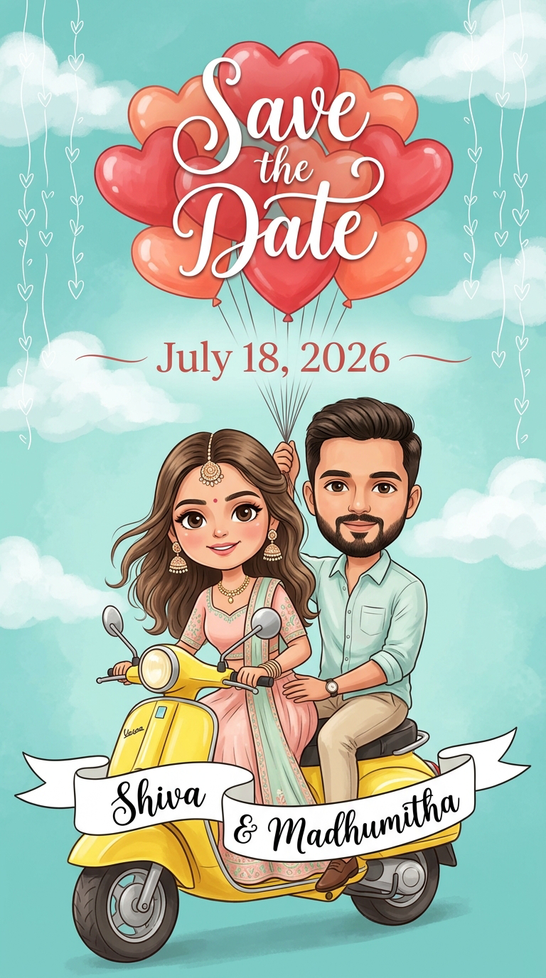Balloons & Scooter Save the Date