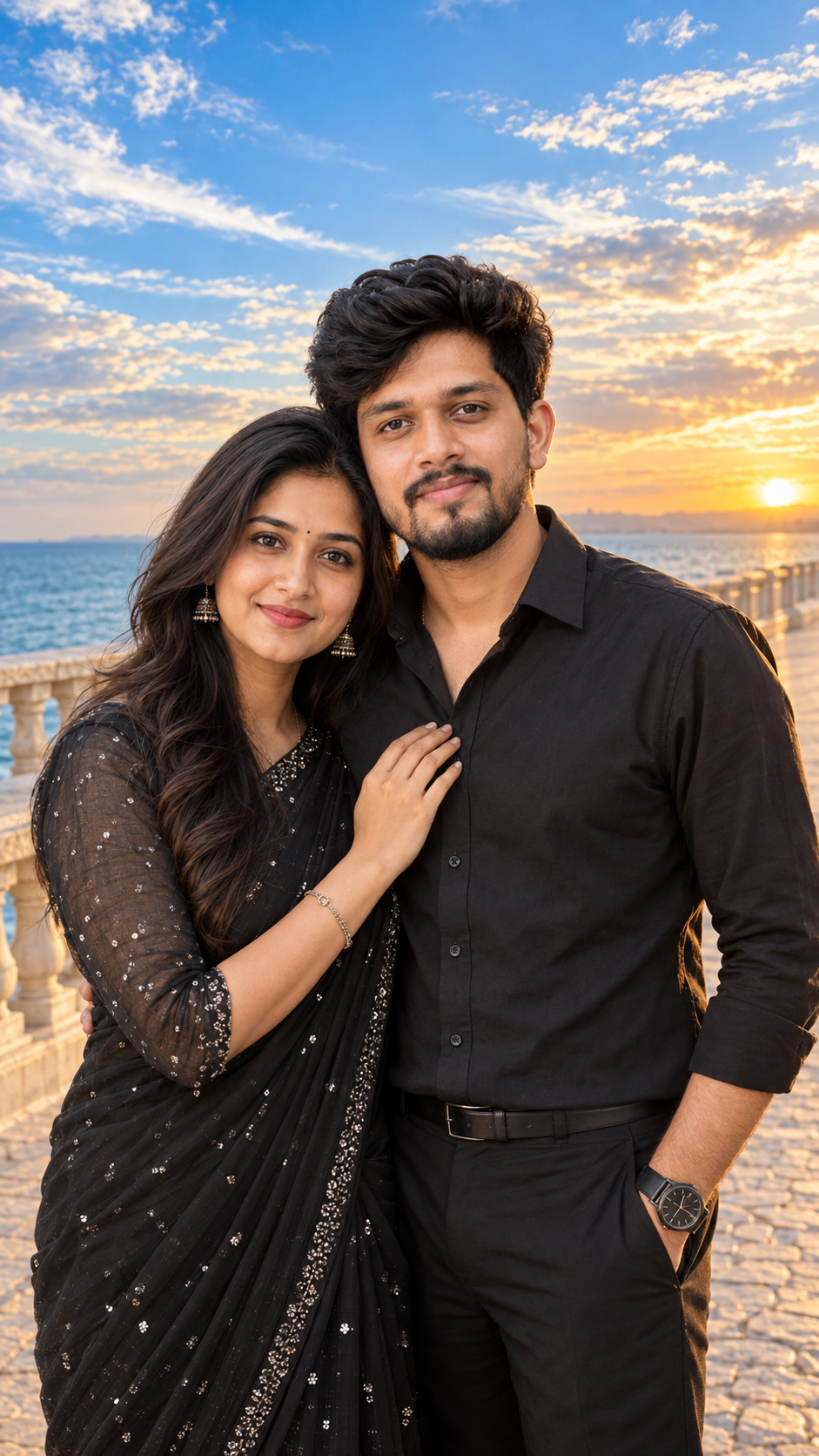 Golden Hour Seaside Couple Portrait