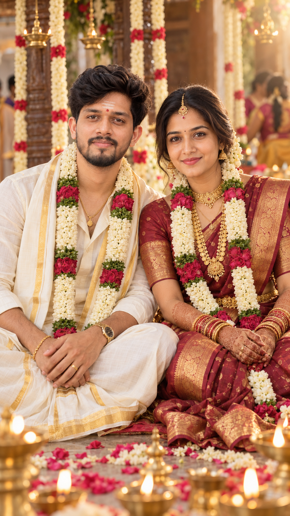 Traditional South Indian Wedding Couple Portrait