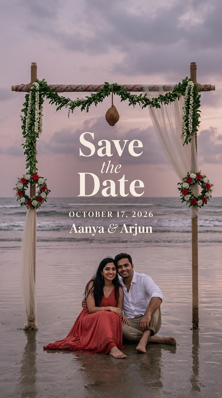 Rustic Beach Mandap at Dusk