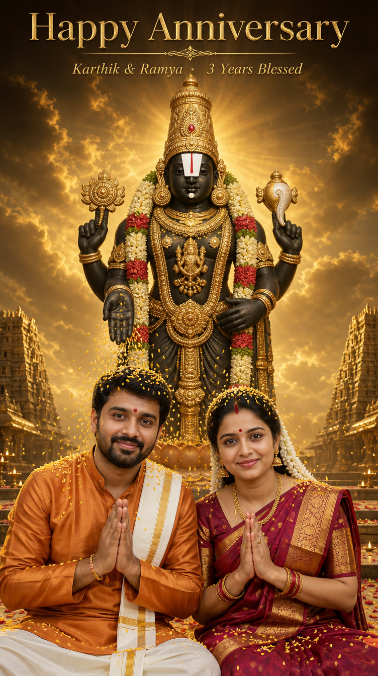 Lord Venkateswara Blessing Couple - Anniversary