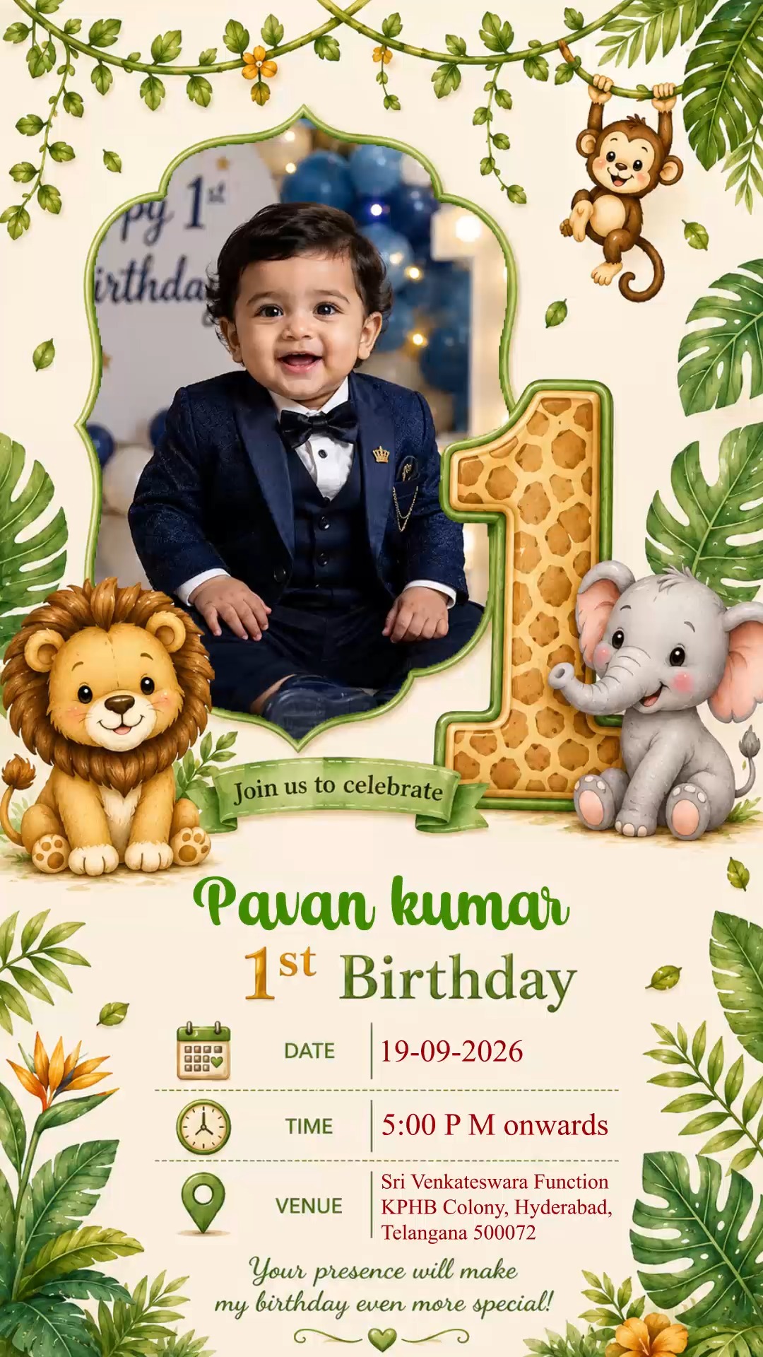 Jungle Theme First Bday