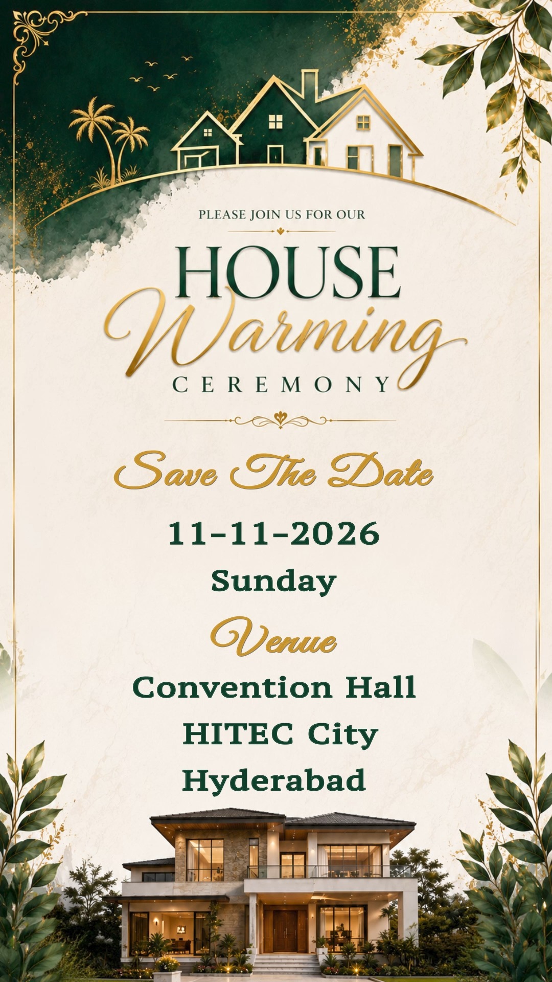 Elegant Green Housewarming Save the Date