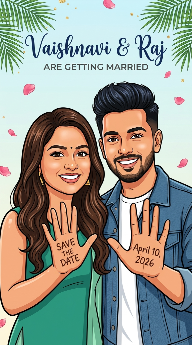 Save the date on hands
