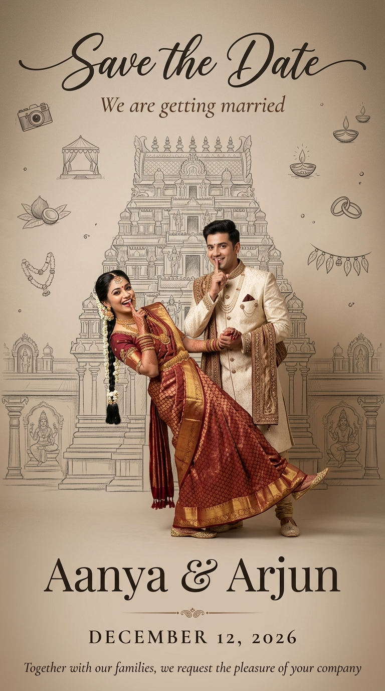 Traditional Indian Wedding Announcement Poster