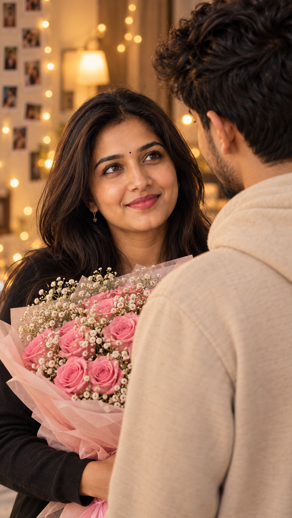 Rose Bouquet Couple Portrait