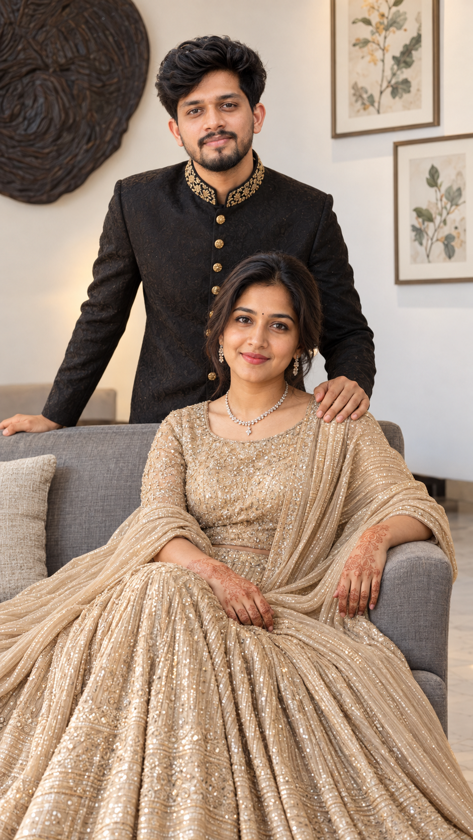 Elegant Champagne Couple Portrait