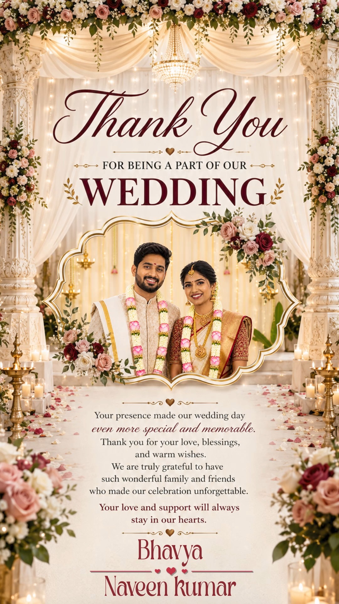 Floral Indian Wedding Thank You