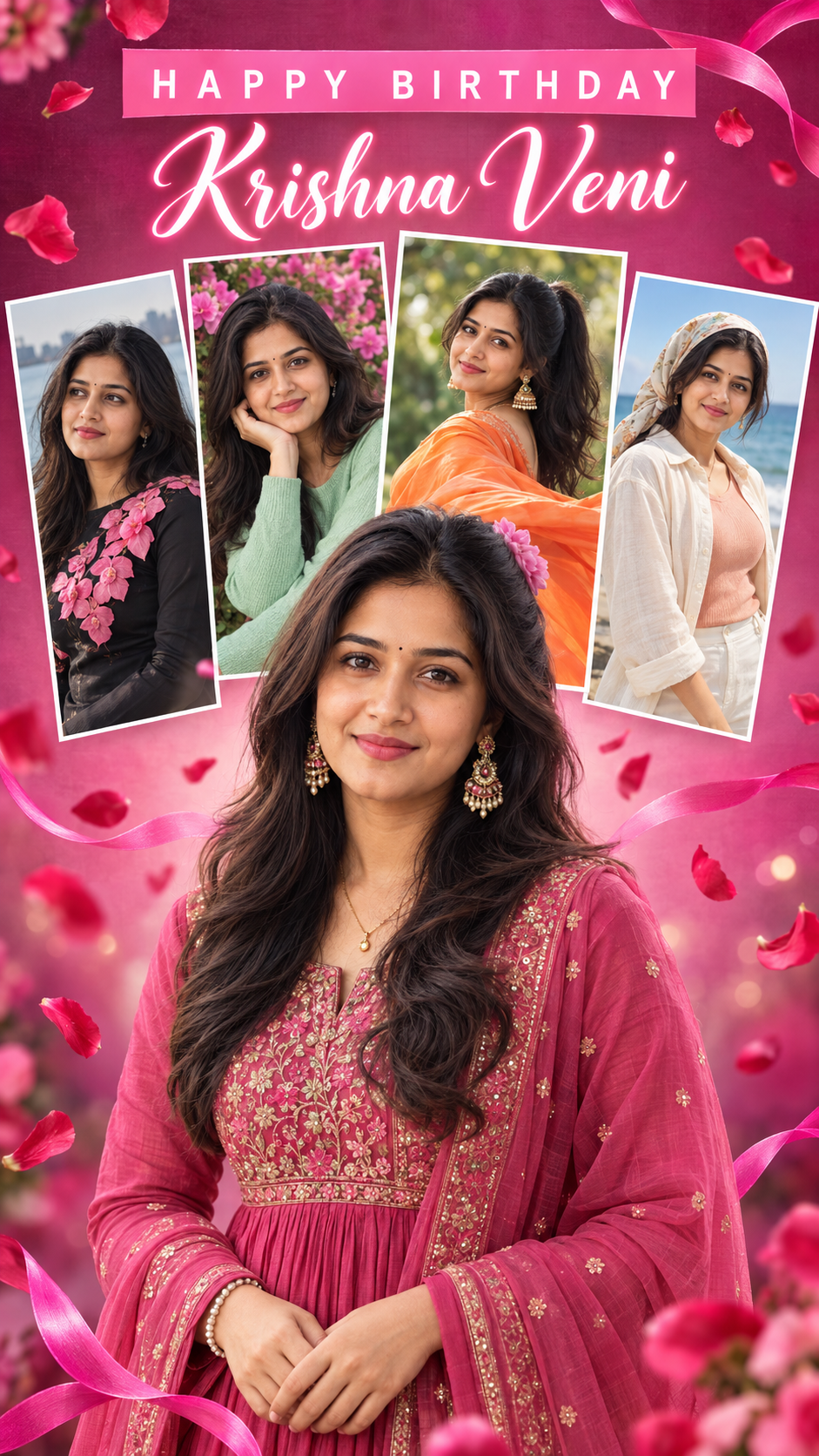 Pink Rose Birthday Collage