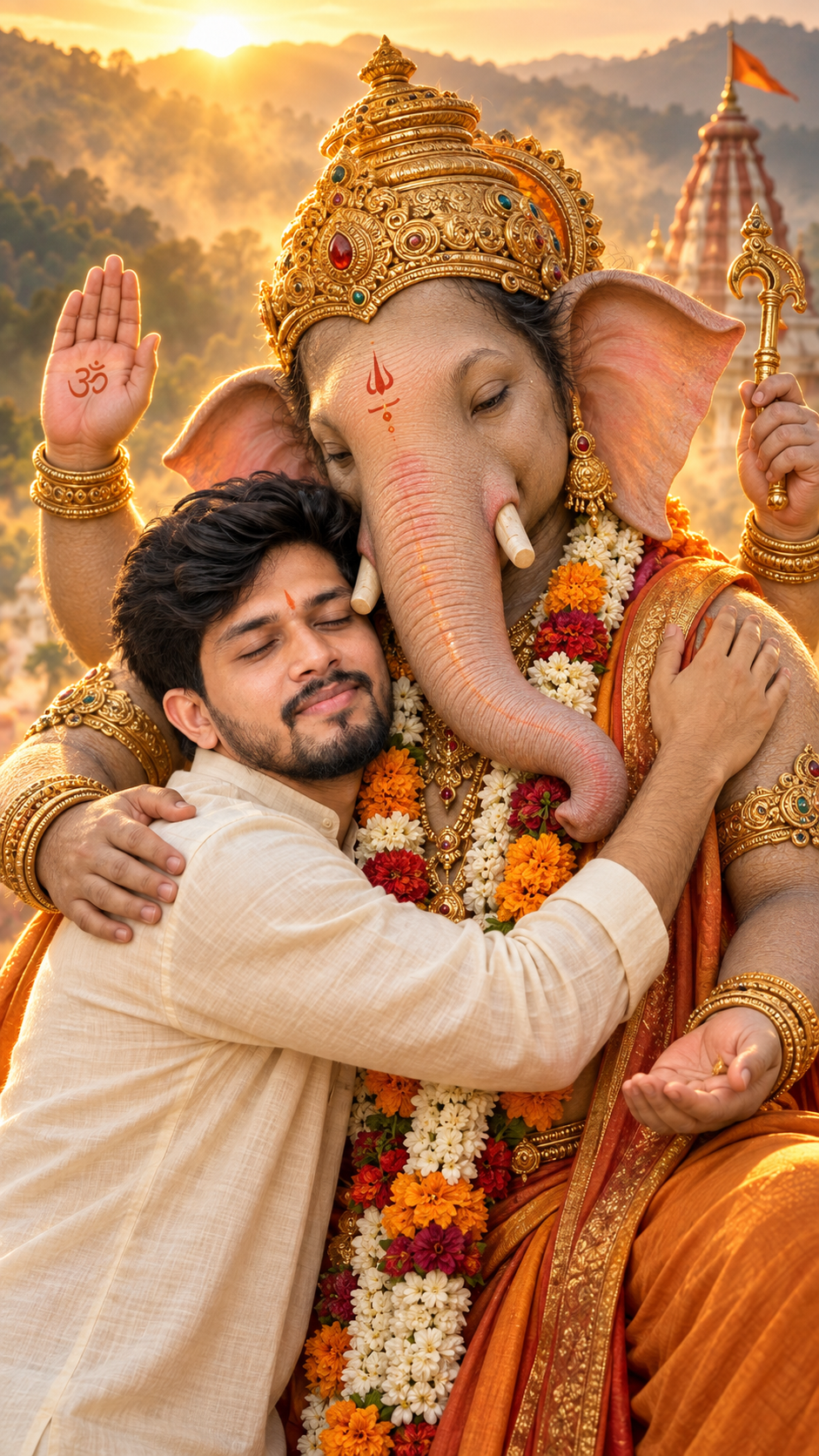 Divine Ganesha Embrace – Devotional Portrait