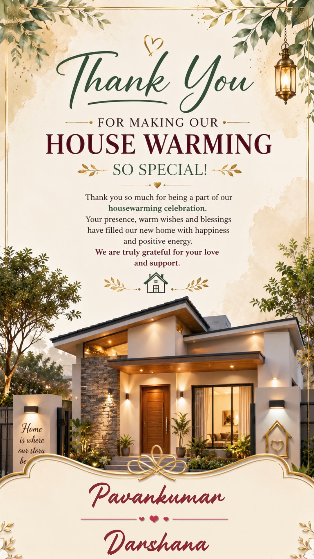 Elegant Home Greenery Housewarming Thank You card