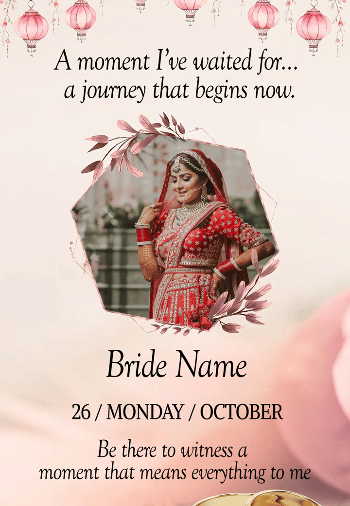 Her Wedding Details — free wedding invitation template on Tellow