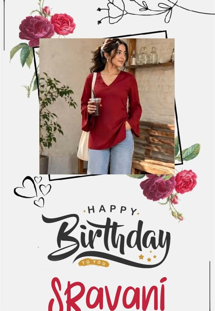 Floral Frame Happy Bday — first birthday invitation card template on Tellow
