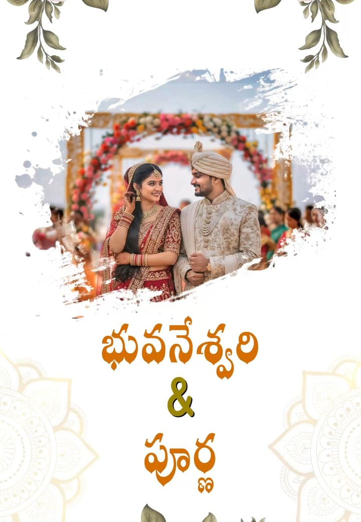 Bride Rustic Floral Telugu Wedding Invite — mehndi invitation template on Tellow