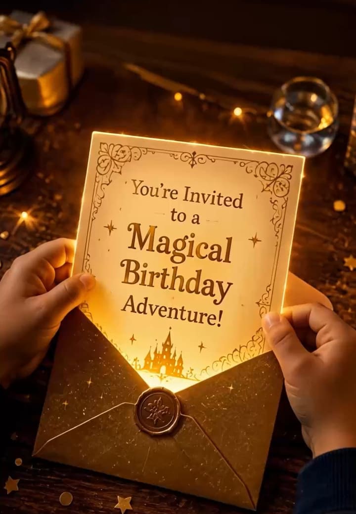 Magical Gold Birthday Boy Invitation — first birthday invitation video on Tellow