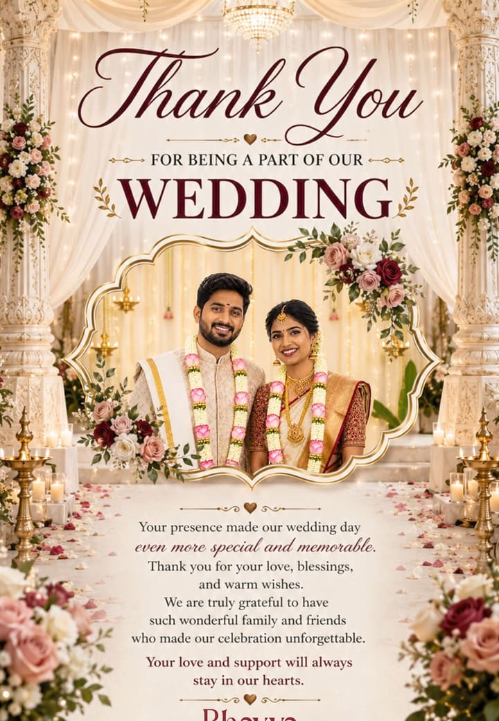 Floral Indian Wedding Thank You — Christian wedding invitation on Tellow