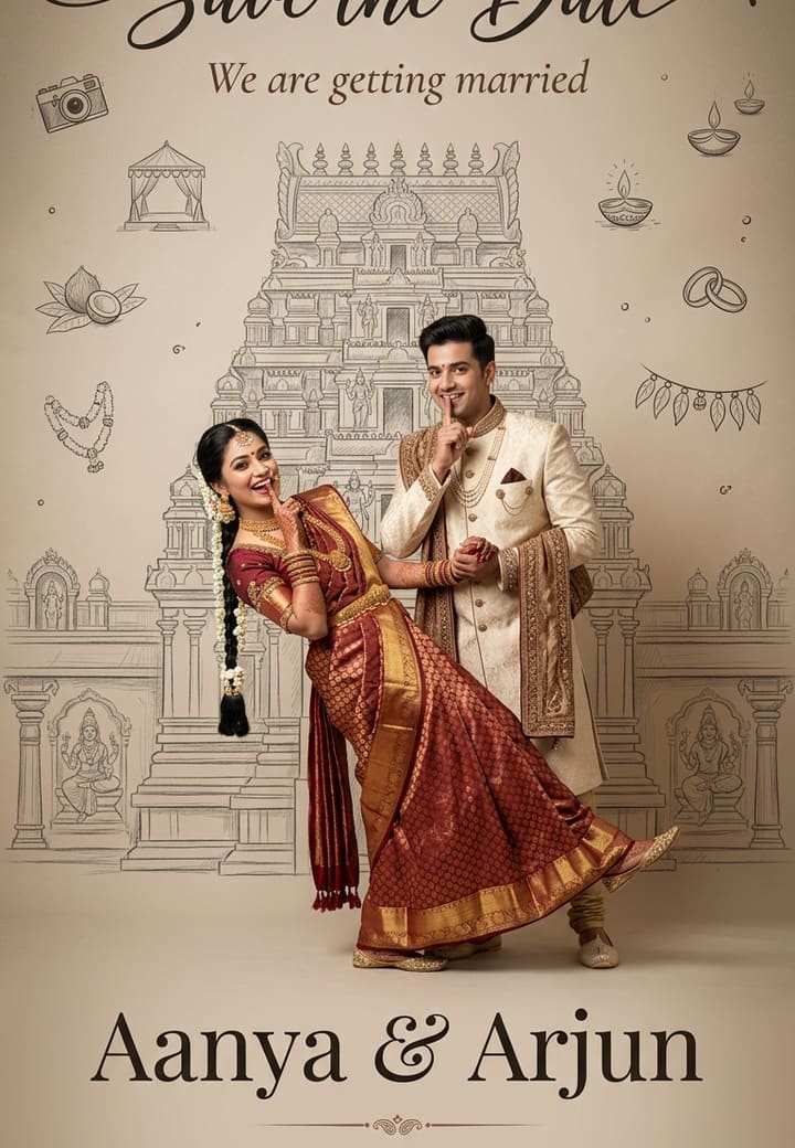 Traditional Indian Wedding Announcement Poster — wedding invitation card template on Tellow