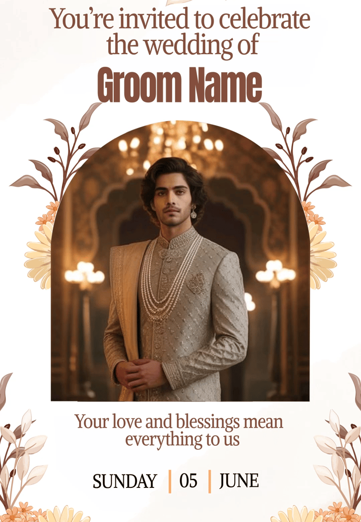 His Wedding Details — wedding invitation card template on Tellow