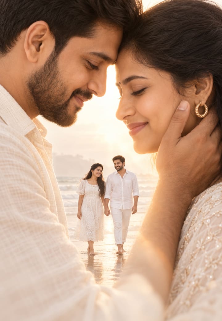 Dreamy Double-Exposure Pre-Wedding Poster — pre-wedding template on Tellow