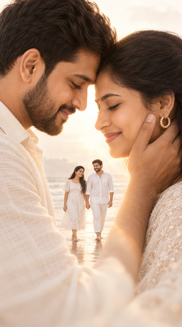 Dreamy Double-Exposure Pre-Wedding Poster